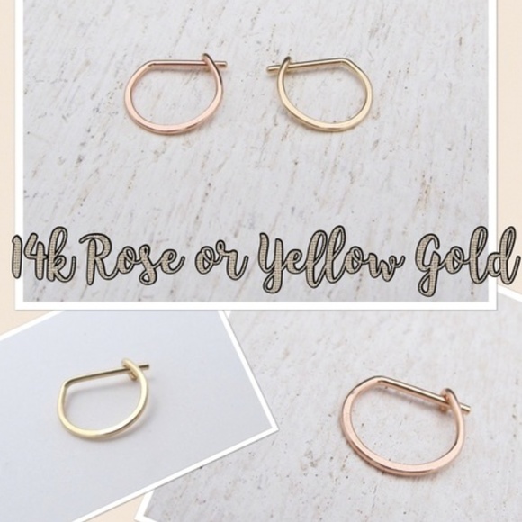 Moodtherapy Jewelry - 14K SOLID yellow/rose gold tiny u shaped earrings